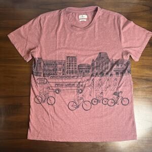 Penny Stock The Penny Tee Maroon Bicycle UK Liverpool Scene Size Medium Shirt